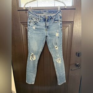 Old Navy Light Blue MidRise Rockstar Distressed Skinny Jeans